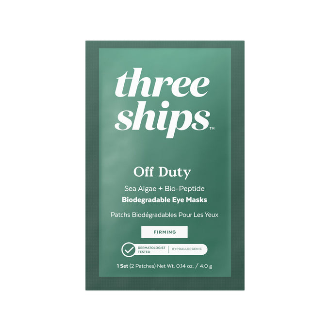 Three Ships-Off Duty Sea Algae + Bio-Peptide Smoothing Biodegradable Eye Mask - Single-Skincare-628110639561_1_Front-The Detox Market | 