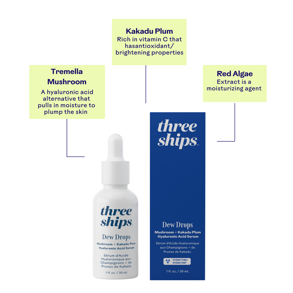 Three Ships-Dew Drops Mushroom + Kakadu Plum Hyaluronic Acid Serum-Skincare-628110639776_6_Benefits-The Detox Market | 1 oz