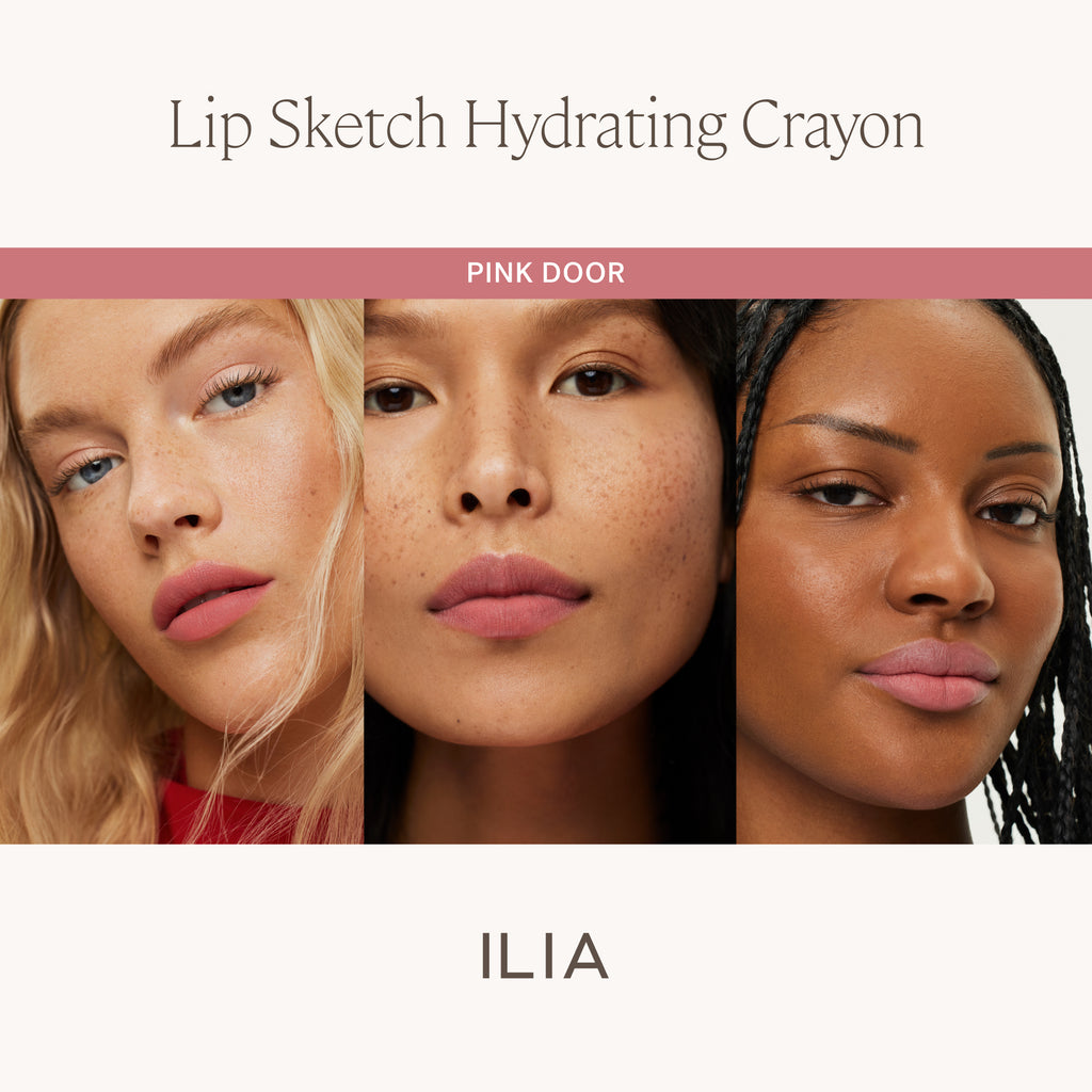 ILIA-Lip Sketch Hydrating Crayon-Makeup-ILIA_LIPSKETCH_PDP_SKINTONECOMPARISONGRID_PINKDOOR-The Detox Market | Pink Door - Soft Pink